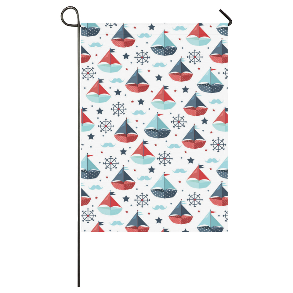 Cute color paper sailboat pattern House Flag Garden Flag