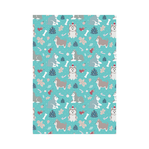 Christmas cute siberian husky puppie pattern House Flag Garden Flag