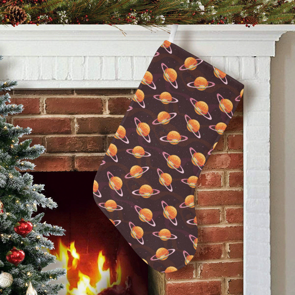 Hamburger Pattern Print Design 05 Christmas Stocking