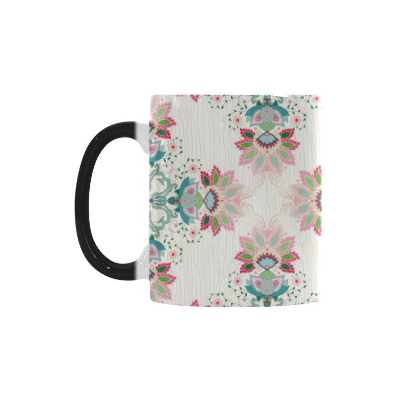 Square floral indian flower pattern Morphing Mug Heat Changing Mug