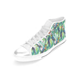 Colorful parrot exotic flower leaves Women's High Top Canvas Shoes White
