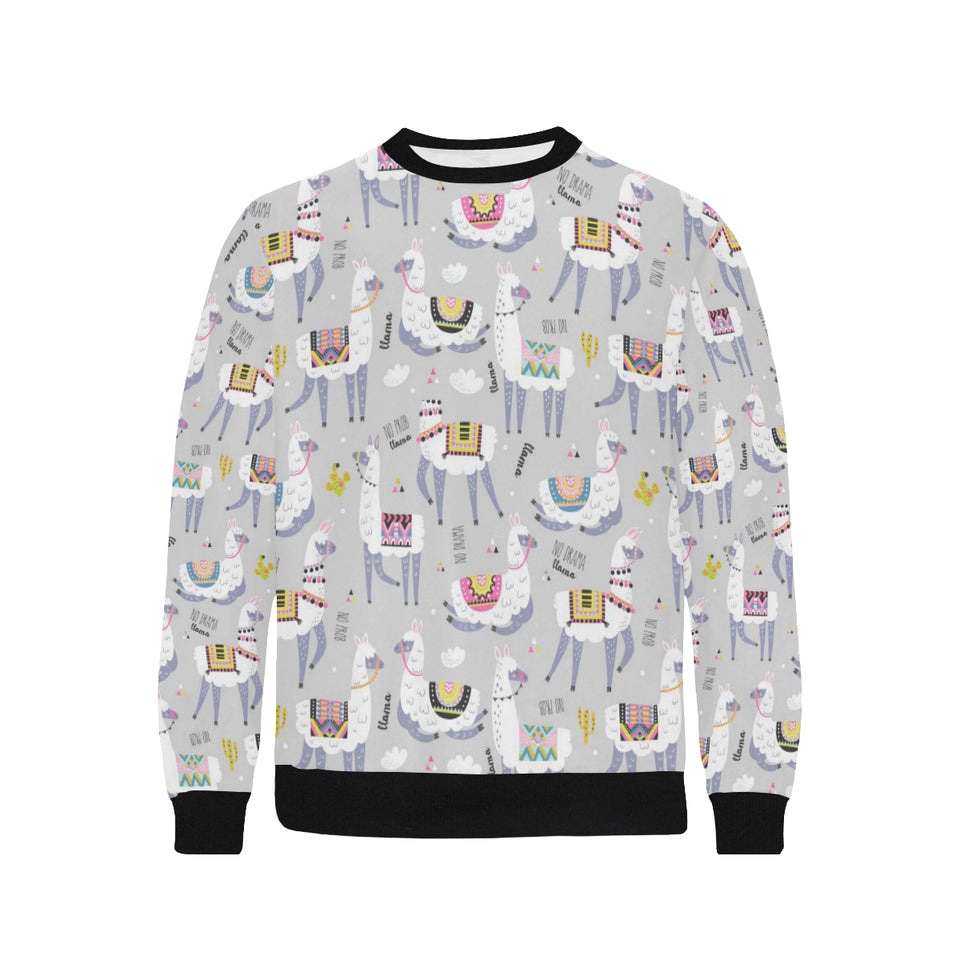 Cute Llama Alpaca pattern Men's Crew Neck Sweatshirt