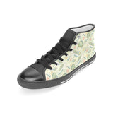 Hand drawn sea turtle fish pattern Women's High Top Canvas Shoes Black