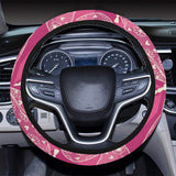 Beautiful dragonfly pink background Car Steering Wheel Cover