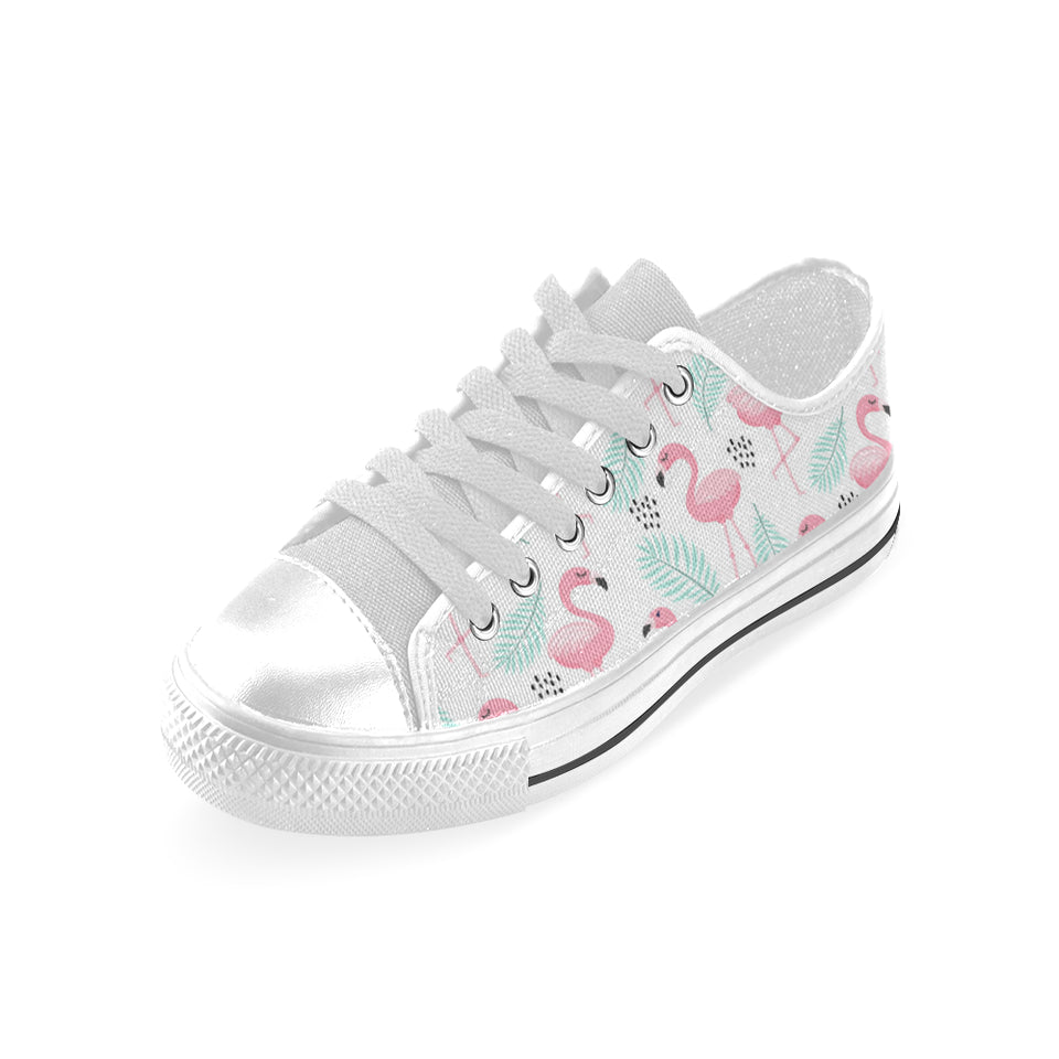 Cute flamingo pattern Men's Low Top Canvas Shoes White