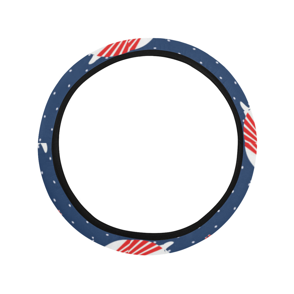 Cute sea lion seal christmas hat candy cane heart Car Steering Wheel Cover