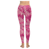Beautiful dragonfly pink background Women's Legging Fulfilled In US