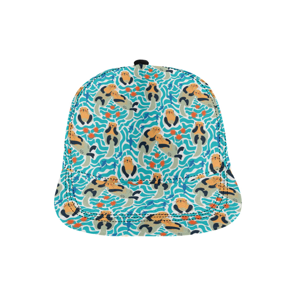 Cute sea otters fishe sea urchin pattern All Over Print Snapback Cap