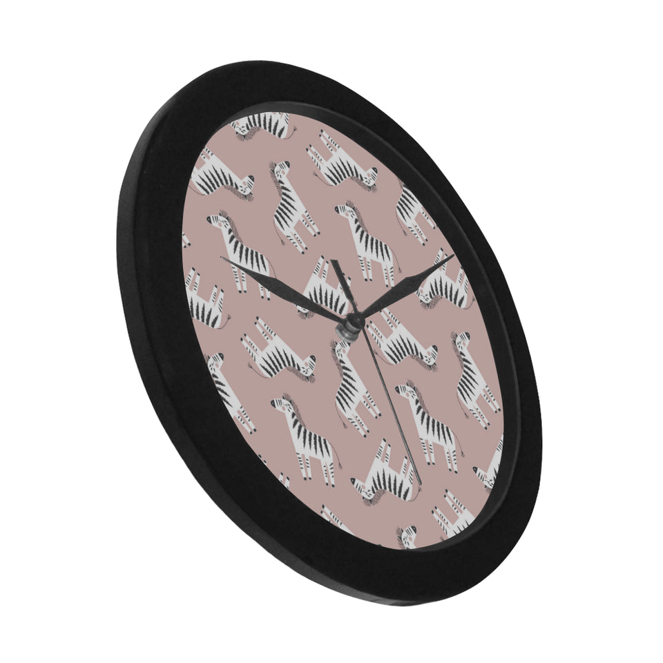 Cute zebra pattern Elegant Black Wall Clock