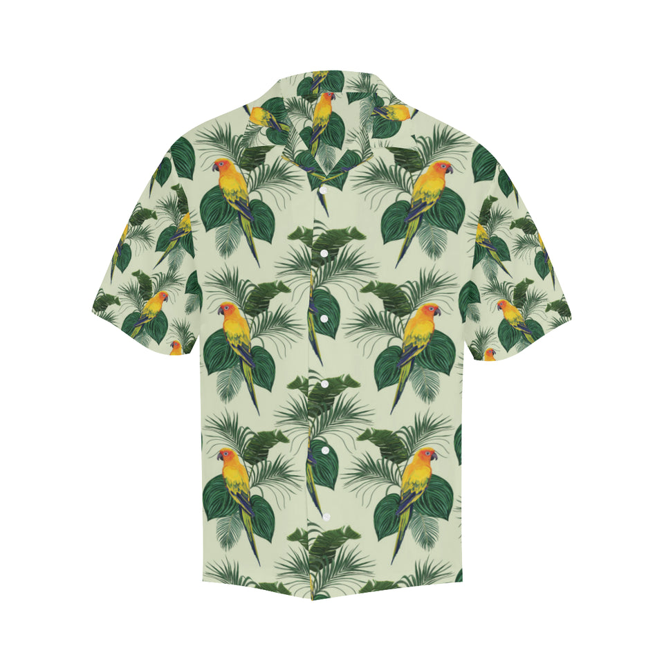 Beautiful parrot palm leaves pattern Men's All Over Print Hawaiian Shirt