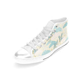 Bonsai bamboo stork japanese pattern cream theme Women's High Top Canvas Shoes White