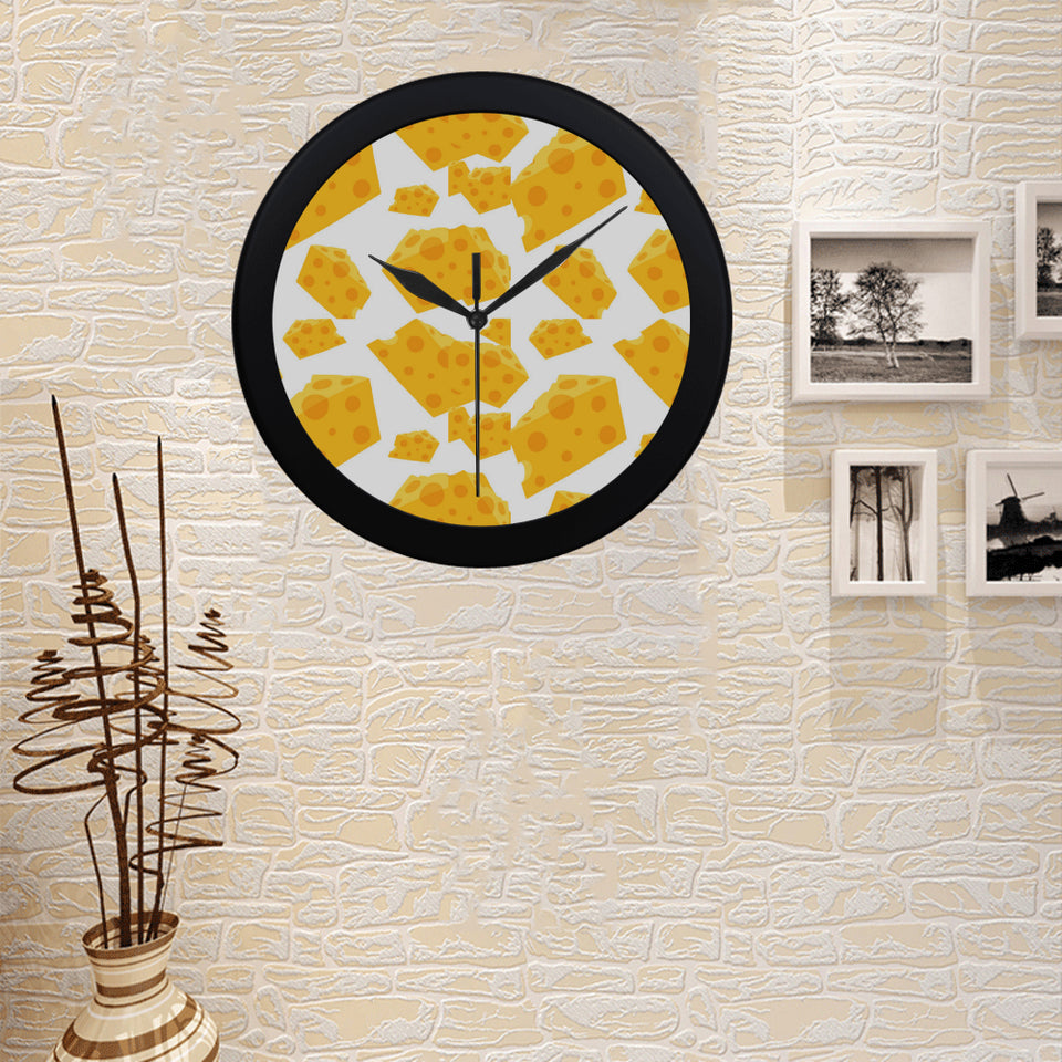 Cheese slice pattern Elegant Black Wall Clock
