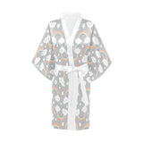 Cute rainbow clound star pattern Women's Short Kimono Robe