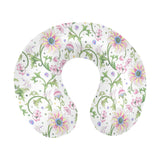 Beautiful pink lotus waterlily leaves pattern U-Shaped Travel Neck Pillow