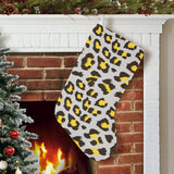 Gray Leopard print pattern Christmas Stocking