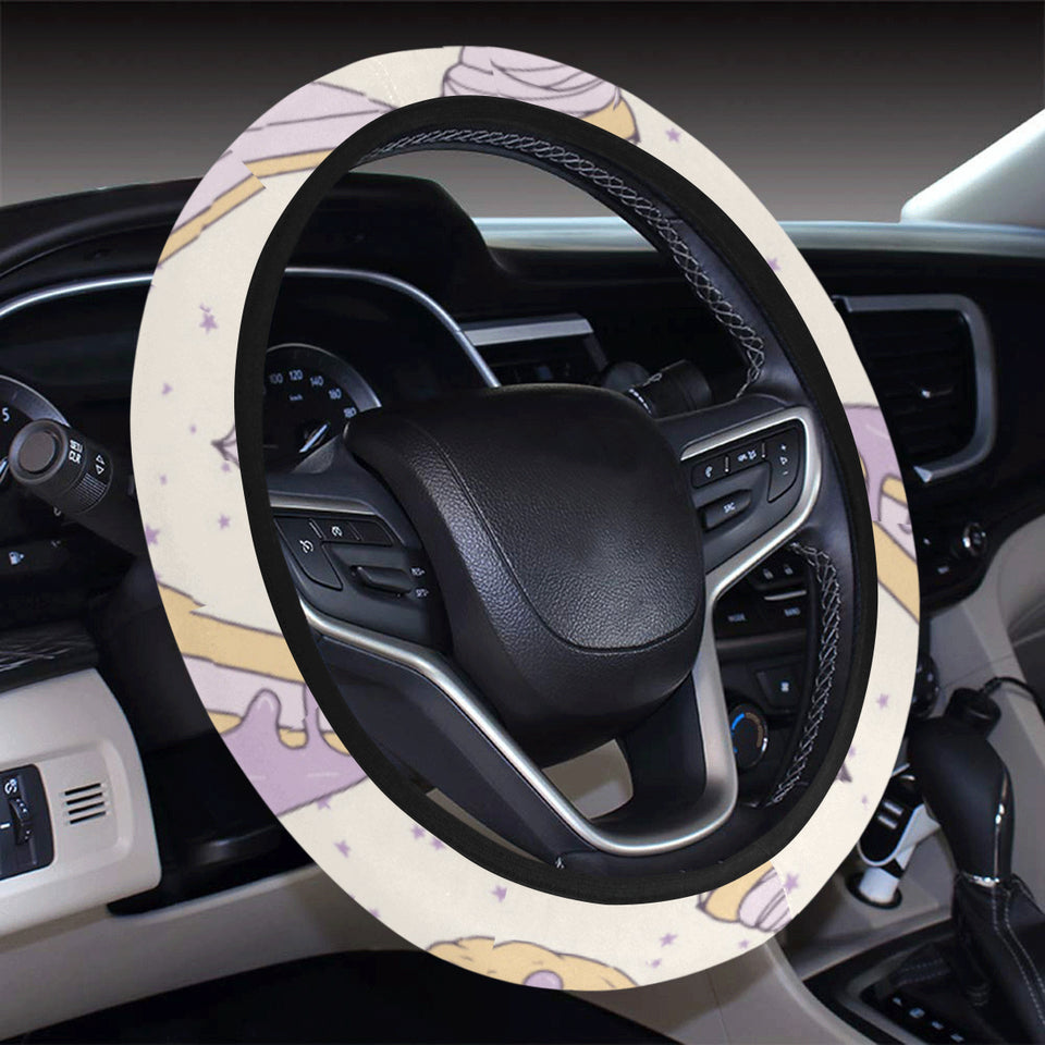 Cakes pies tarts muffins and eclairs purple bluebe Car Steering Wheel Cover