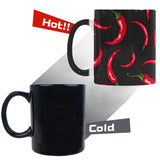 Chili peppers pattern black background Morphing Mug Heat Changing Mug