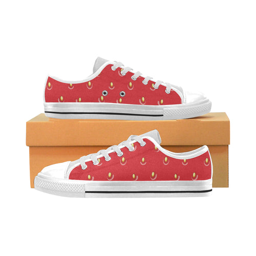 strawberry texture skin pattern Men's Low Top Shoes White