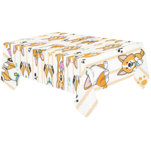 Cute dog corgi striped background pattern Tablecloth