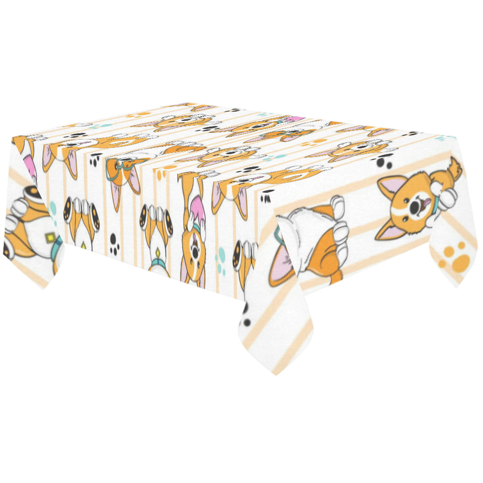 Cute dog corgi striped background pattern Tablecloth