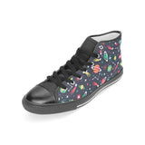 colorful space pattern planet star Women's High Top Canvas Shoes Black