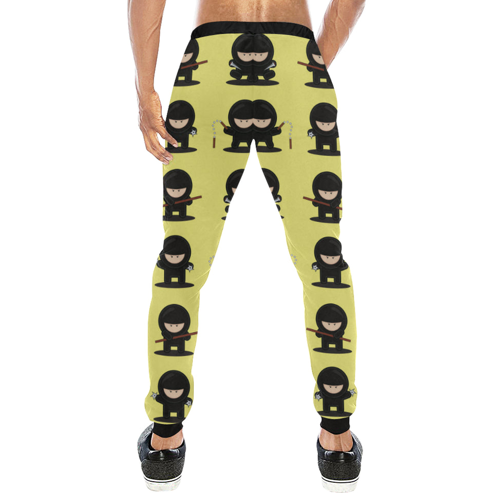 Cute ninja yellow background Unisex Casual Sweatpants