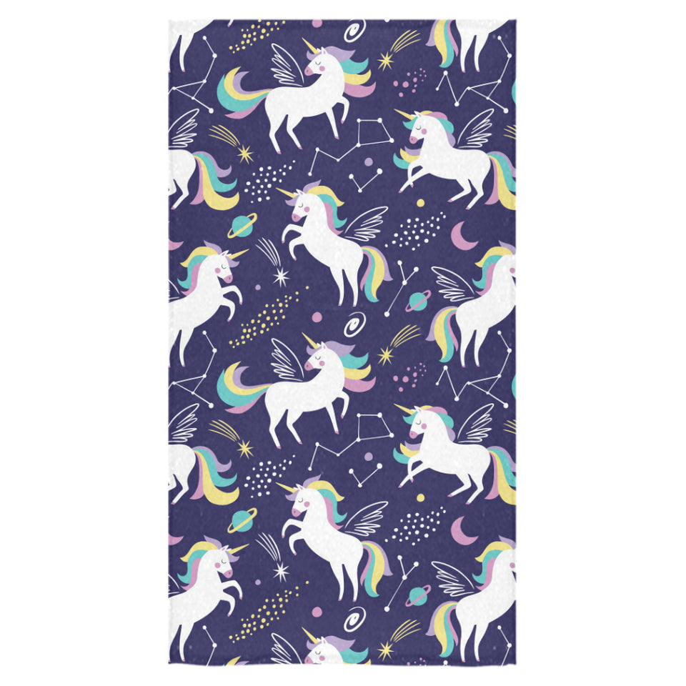 Hand drawn cute unicorn star planet Bath Towel