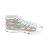 Beautiful deers Winter Christmas Men's High Top Canvas Shoes White