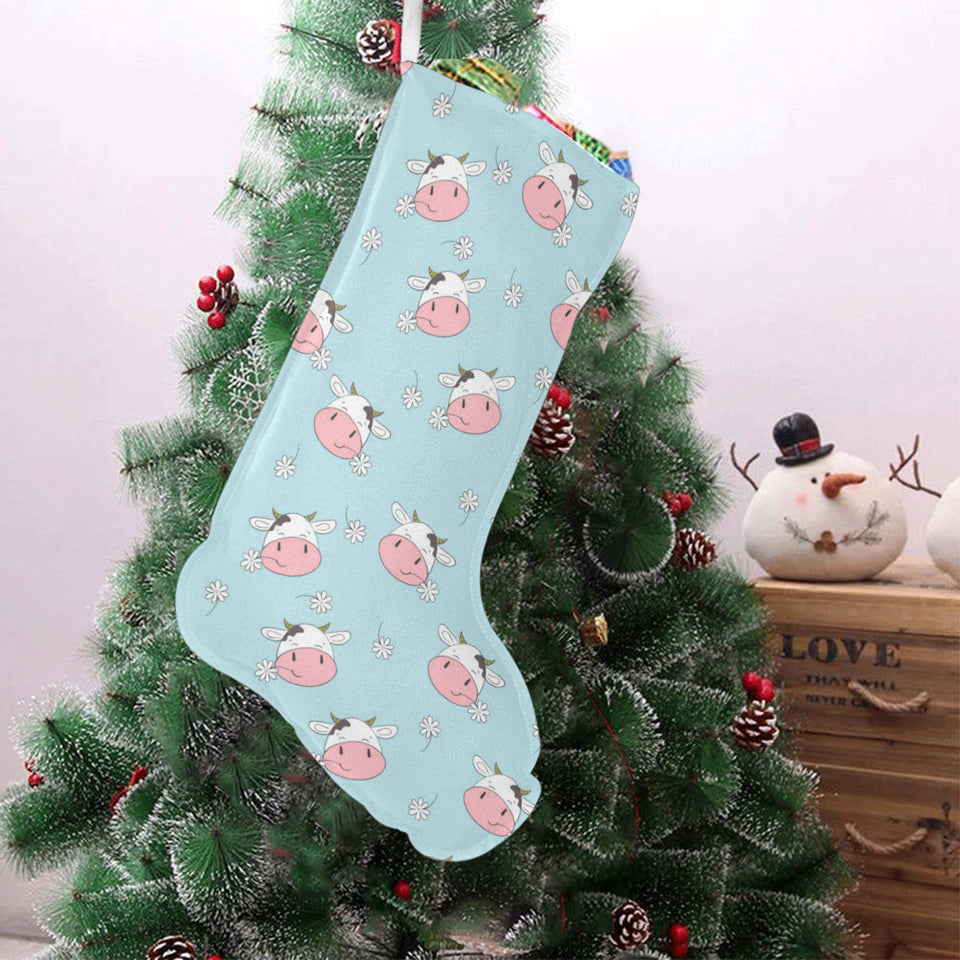 Cute cow flower pattern Christmas Stocking