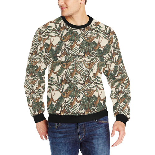 Monkey tropical leaves background Men's Crew Neck Sweatshirt