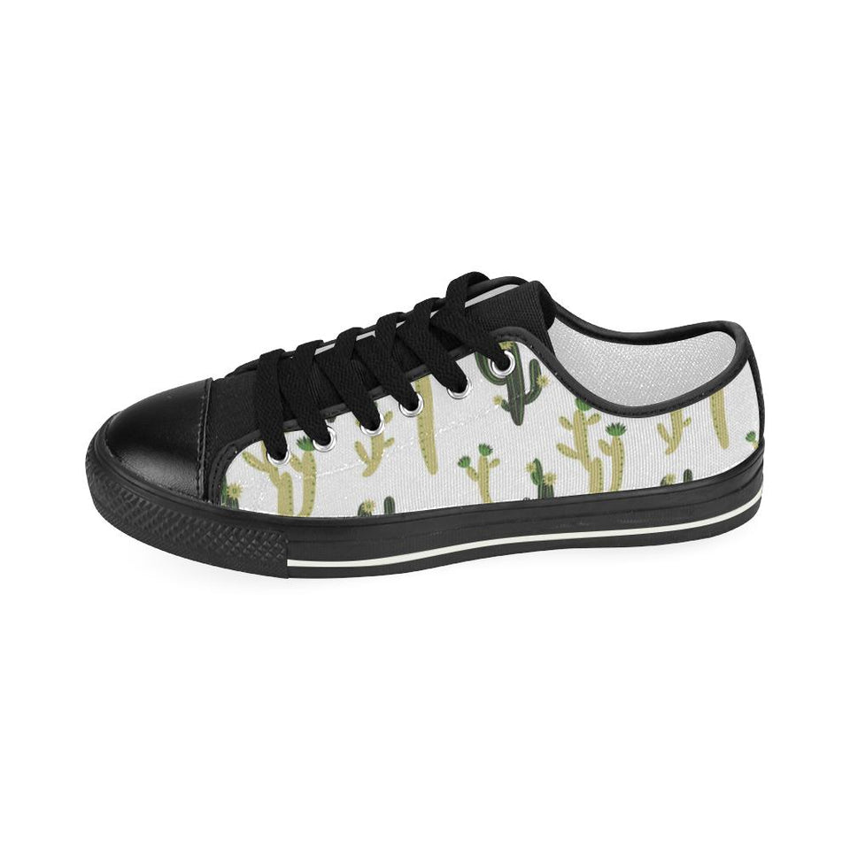 Cute cactus pattern Kids' Boys' Girls' Low Top Canvas Shoes Black