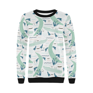 Crocodile diver pattern Women's Crew Neck Sweatshirt