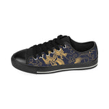Gold dragon pattern Men's Low Top Canvas Shoes Black