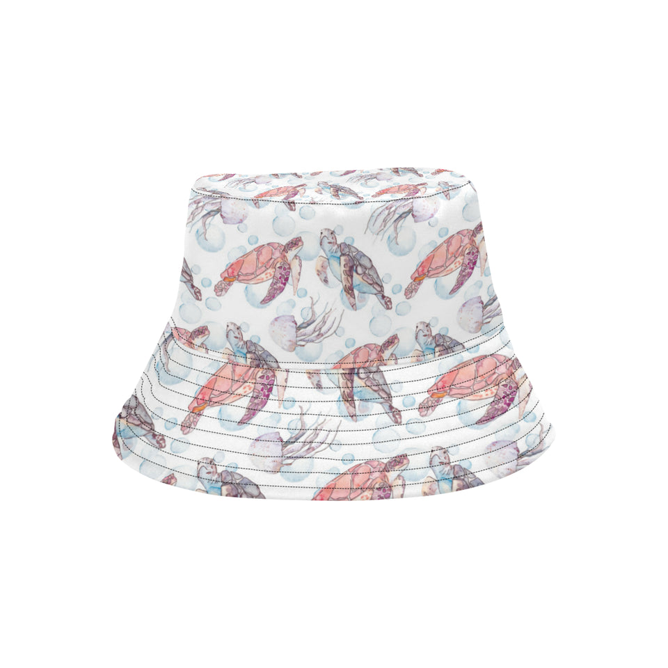 Watercolor sea turtle jellyfish pattern Unisex Bucket Hat