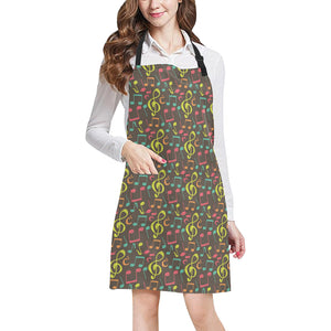 Music Notes Pattern Print Design 05 All Over Print Adjustable Apron