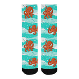 Octopuses sea wave background Crew Socks