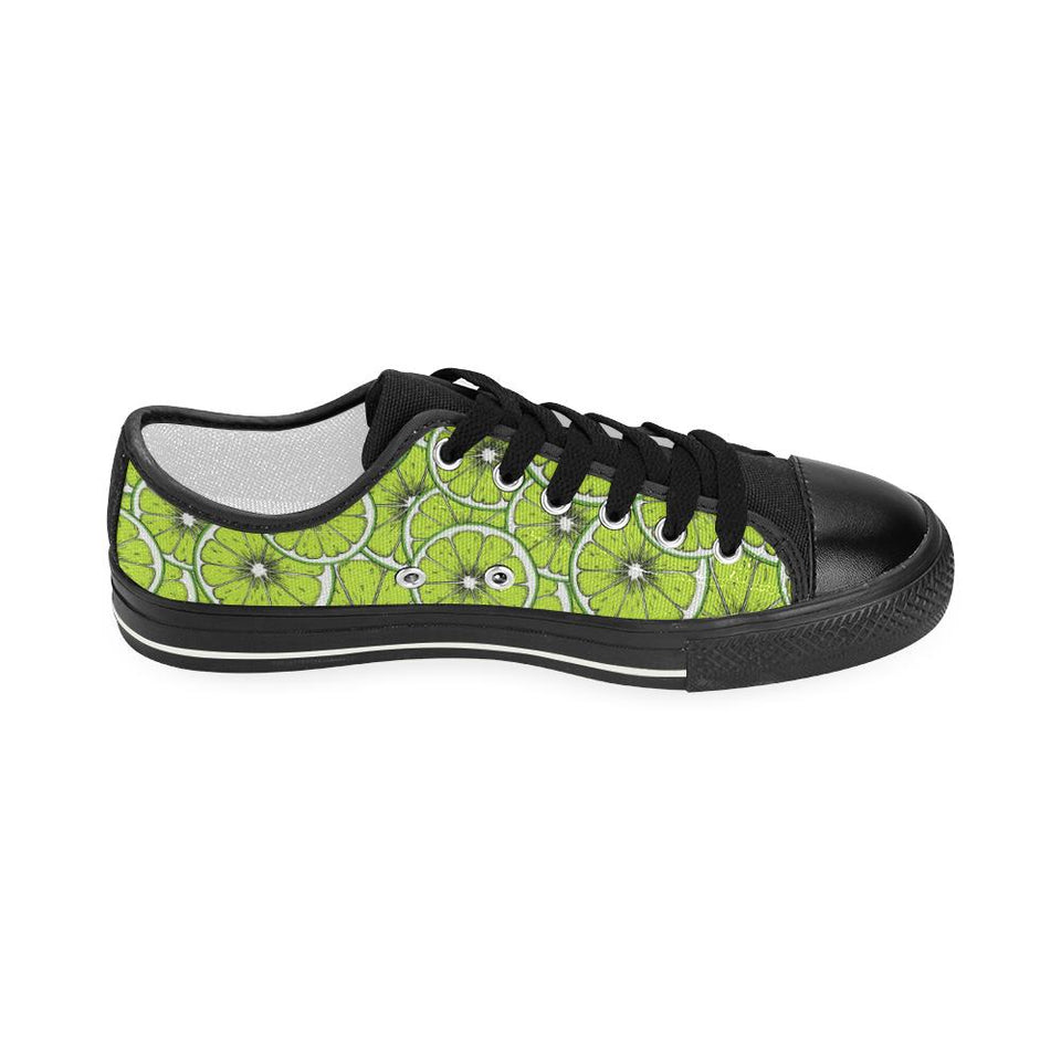 Slices of Lime design pattern Kids' Boys' Girls' Low Top Canvas Shoes Black
