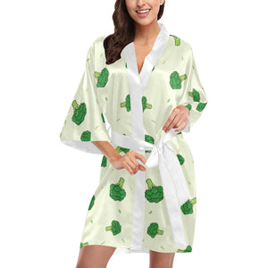 Broccoli pattern Women's Short Kimono Robe
