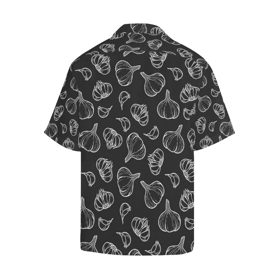 Garlic pattern black background Men's All Over Print Hawaiian Shirt