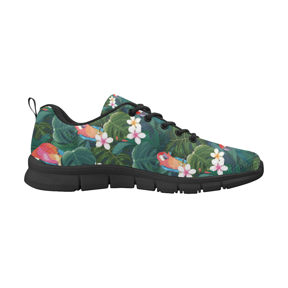 Parrot Palm tree leaves flower hibiscus pattern Men's Sneaker Shoes