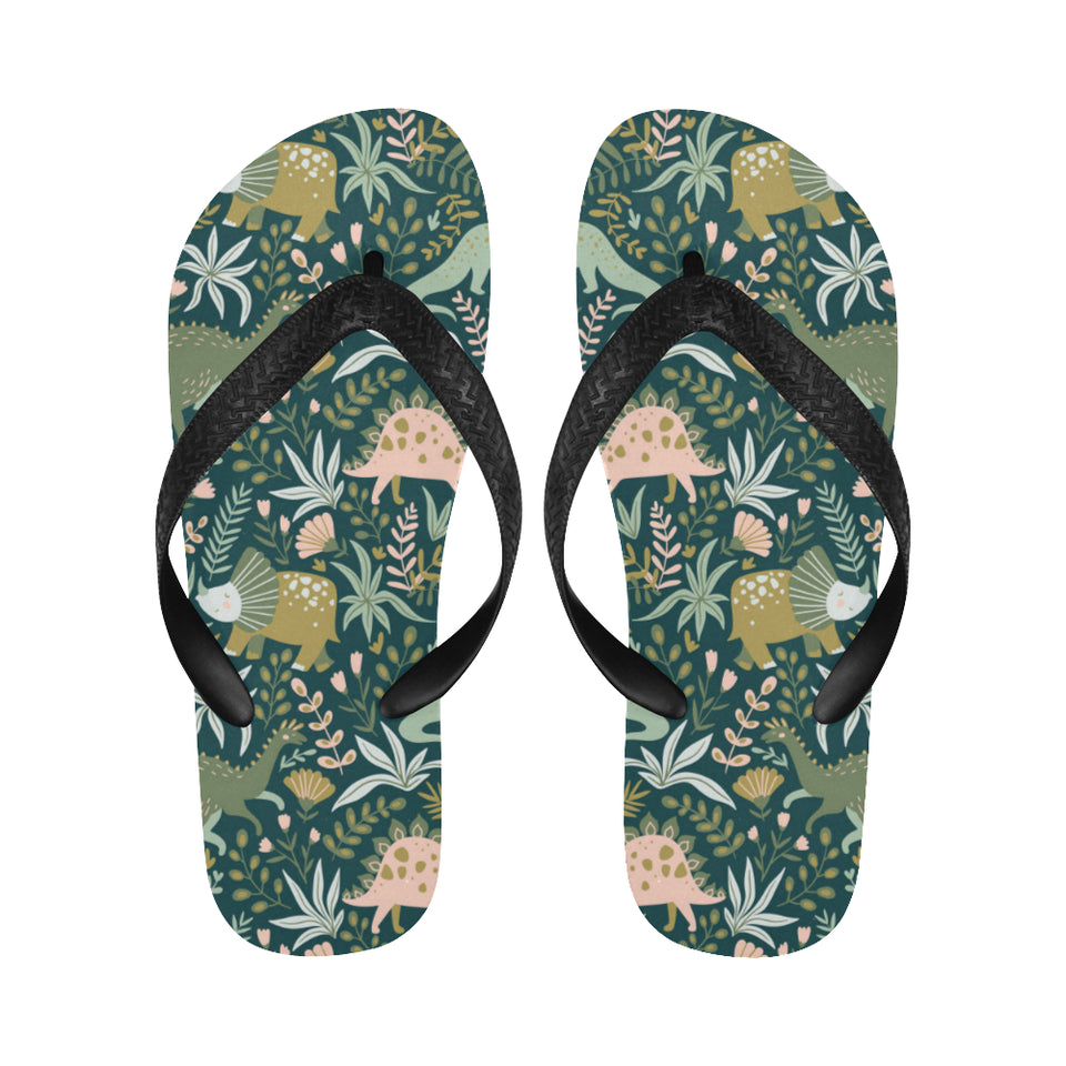 dinosaurs tropical leaves flower pattern Unisex Flip Flops