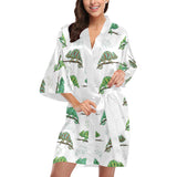 Chameleon lizard pattern Women's Short Kimono Robe