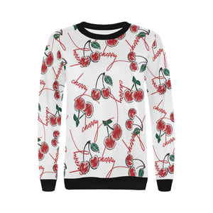 Hand drawn cherry pattern Women's Crew Neck Sweatshirt