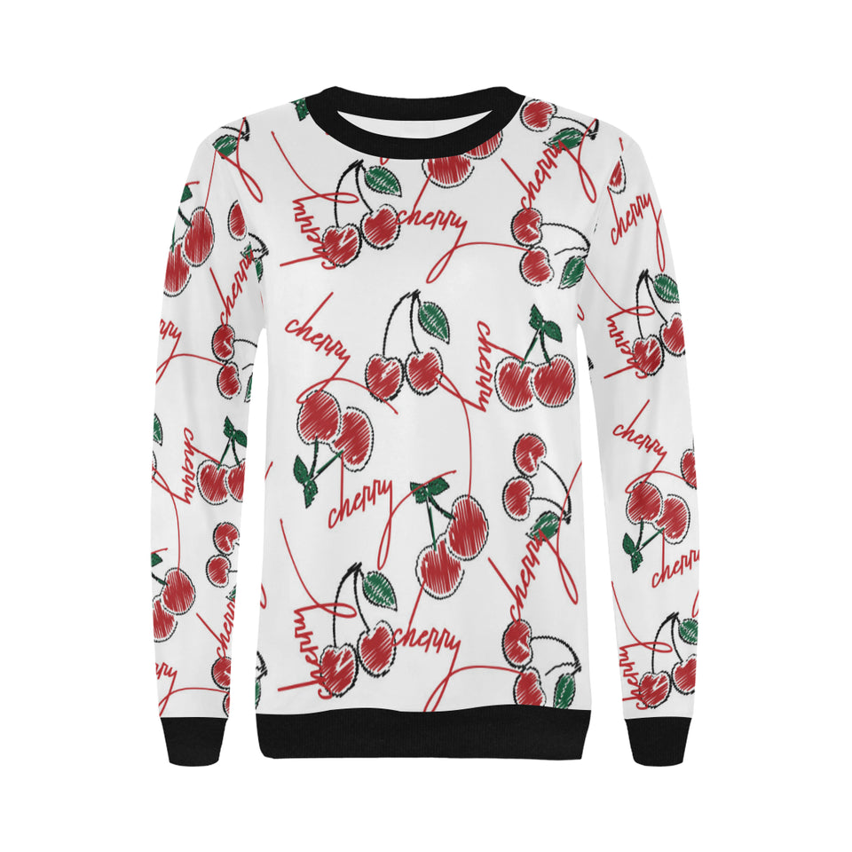 Hand drawn cherry pattern Women's Crew Neck Sweatshirt
