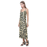 Leopard print design pattern V-Neck Open Fork Long Dress