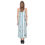 Crows christmas hat scarf V-Neck Open Fork Long Dress