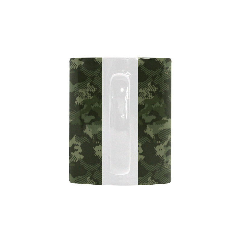 Digital Green camouflage pattern Classical White Mug (Fulfilled In US)