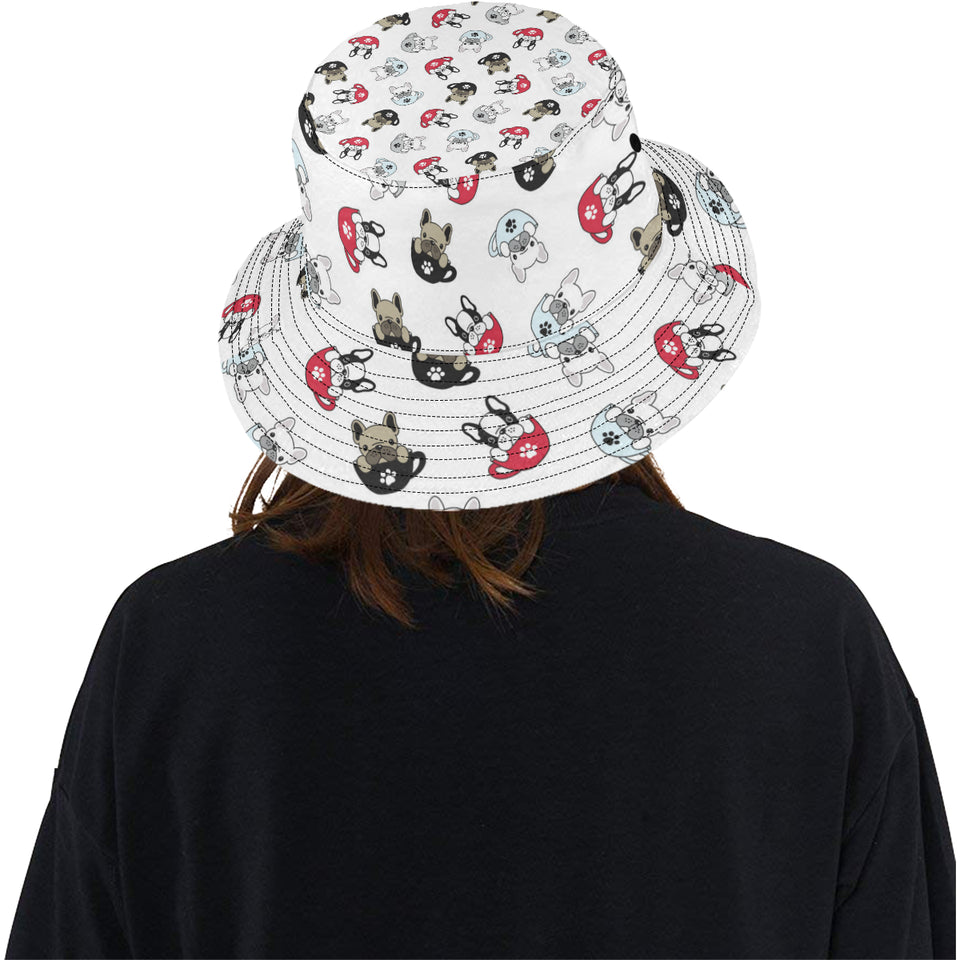 French bulldog cup paw pattern Unisex Bucket Hat