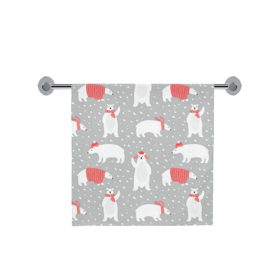 Cute polar bear christmas snow pattern Bath Towel