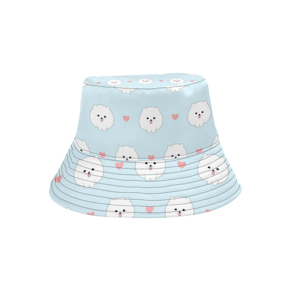 White cute pomeranian pattern Unisex Bucket Hat